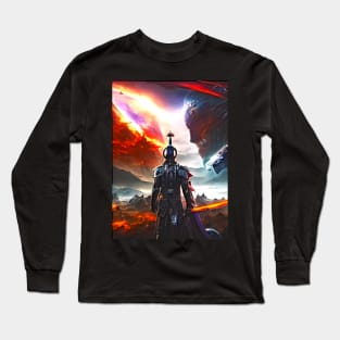 Human/Alien War - Battlefield Gaze - AI Generated Sci Fi Concept Art - Long Sleeve T-Shirt